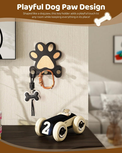 MTERSN Pine Wood Dog Leash Holder for Wall for Dog Walking Station, Black