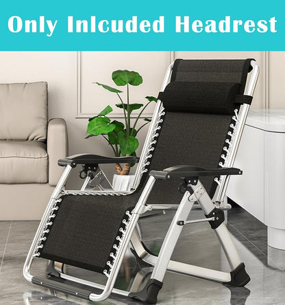 Headrest Pillow for Recliners, Zero Gravity Chair Replacement Pillows with Strap, Large 16.2" Length Outdoor Chaise Lounge Chair Cushion for Neck Lumbar Support, Black