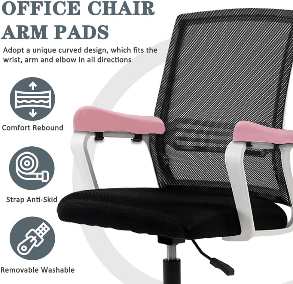 2 Pack Office Chair Armrest Pads Covers,Arm Rest Pad with Memory Foam Elbow Pillow for Forearm Pressure Relief, Arm Rest Covers for Office Chairs, Wheelchair, Comfy Gaming Chair (Black)