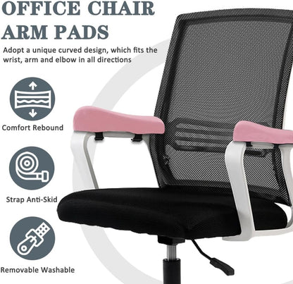 2 Pack Office Chair Armrest Pads Covers,Arm Rest Pad with Memory Foam Elbow Pillow for Forearm Pressure Relief, Arm Rest Covers for Office Chairs, Wheelchair, Comfy Gaming Chair (Black)