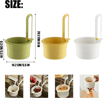 2025 New Faucet Hanging Strainer, Press Automatic Dumping Kitchen Draining Basket, Food Fruit Vegetable Drain Shelf Sink Storage Holder, for Home 、Kitchen (White)