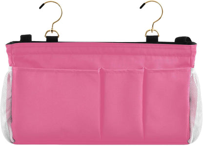 Black Bedside Caddy Storage Bag Bedside Organizer for Bed Rails College Dorm Room Organizer Caddy Hanging Shelf 6 Pockets with Hooks for Drinks Magazine Phone Holder