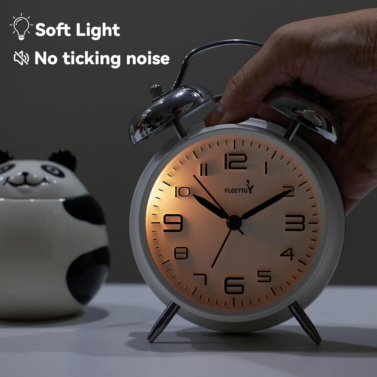 FLOITTUY Loud Alarm for Deep Sleepers 4'' Twin Bell Alarm Clock with Backlight for Bedroom and Home Decoration(Green)