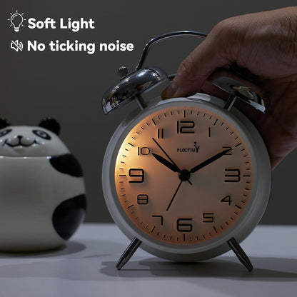 FLOITTUY Loud Alarm for Deep Sleepers 4'' Twin Bell Alarm Clock with Backlight for Bedroom and Home Decoration(Green)