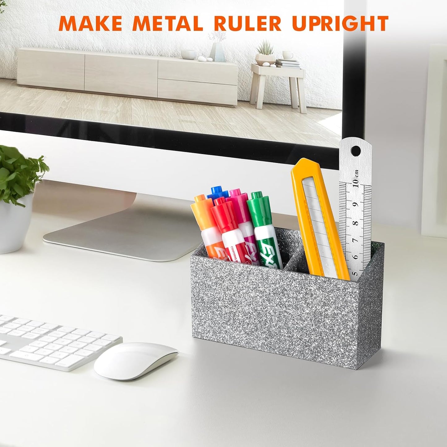 BEYGORM Magnetic Dry Erase Marker Holder for Whiteboard & Refrigerator | Non-slip Acrylic Pen Holder for Classroom, Fridge Magnet, Locker Organizer Accessories, Teacher & School Supplies(Black)