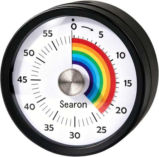 Searon Magnetic Visual Timer, 60‑Minute Rainbow Countdown Dial (Black)