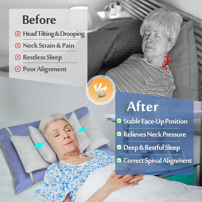 Head Stabilizer, Head Support Pillow for Elderly – Back Sleeping Aid for Post Surgery Recovery, Recliner & Wheelchair Headrest Cushion, Adjustable Neck Cradle (Grey)