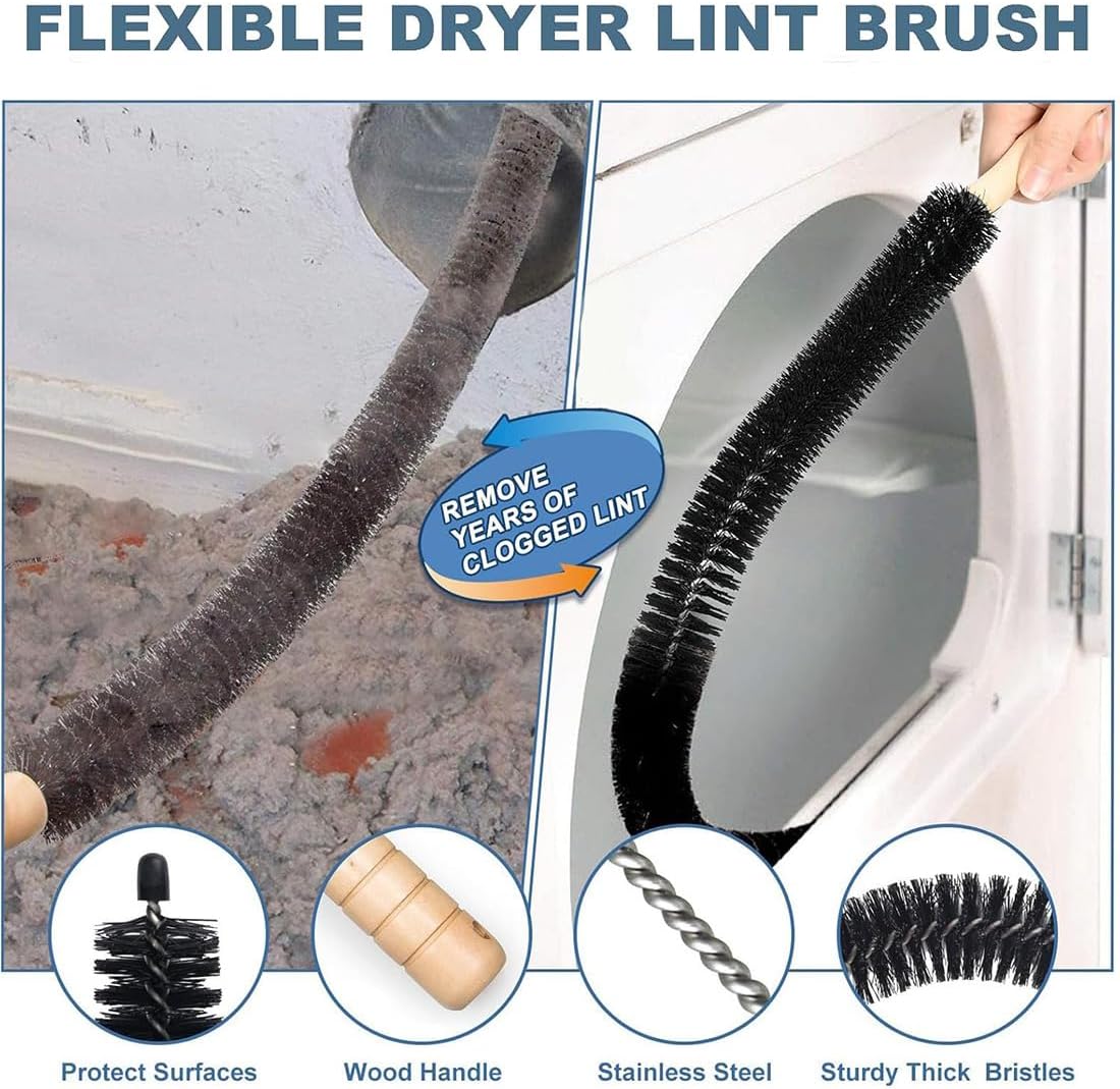 2026 Upgraded Dryer Lint Vac Attachment Compatible with All Vacuum Cleaner, Universal Dryer Vent Cleaner Kit, Dryer Vacuum Hose Attachment, Deep Cleaning Tools for Clogged Ducts & Lint Removal