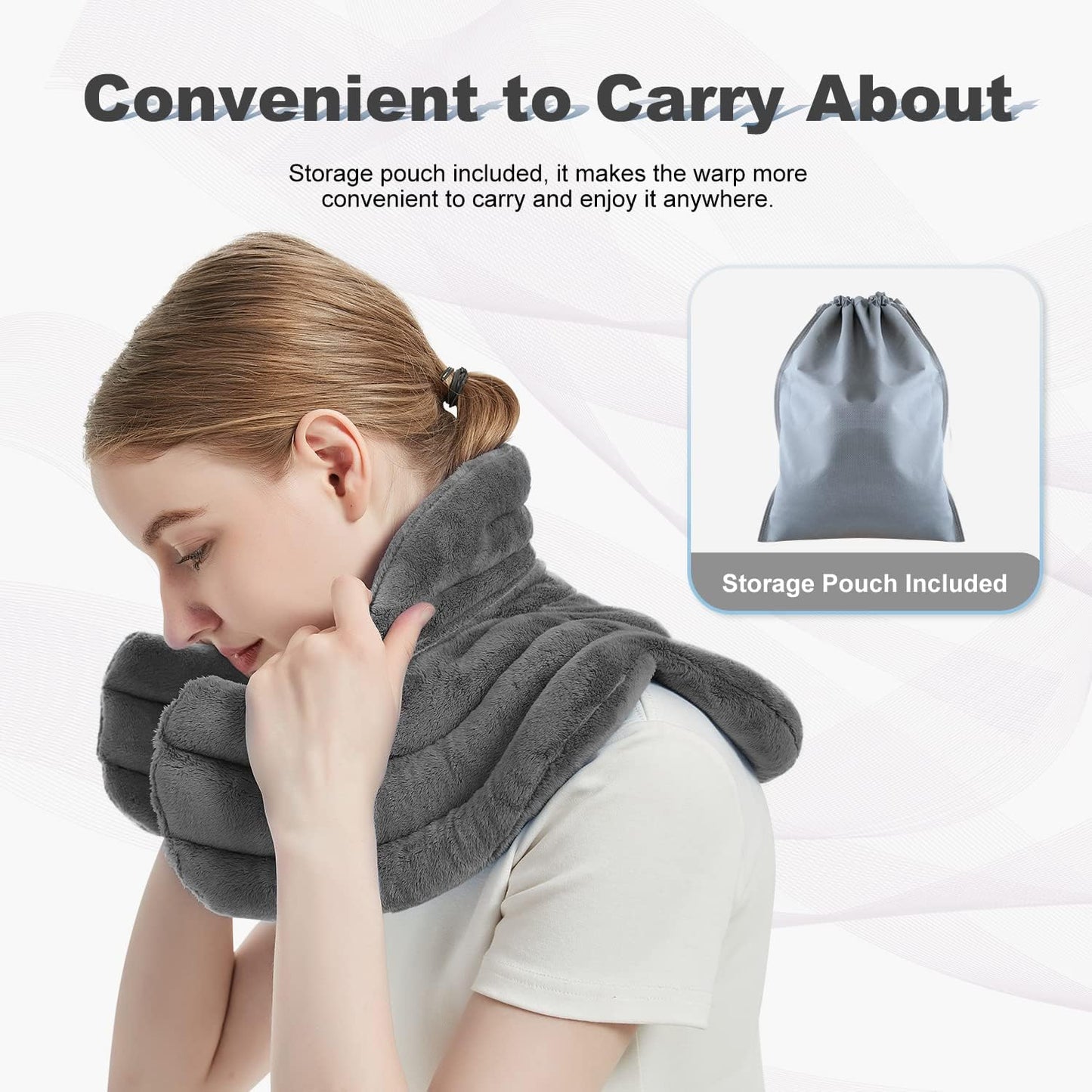 MORLIDEN Neck Heating Pad Microwavable for Shoulders, Warmer Wrap Microwave Heating Pad for Neck and Shoulders for Pain Relief (Navy Blue)