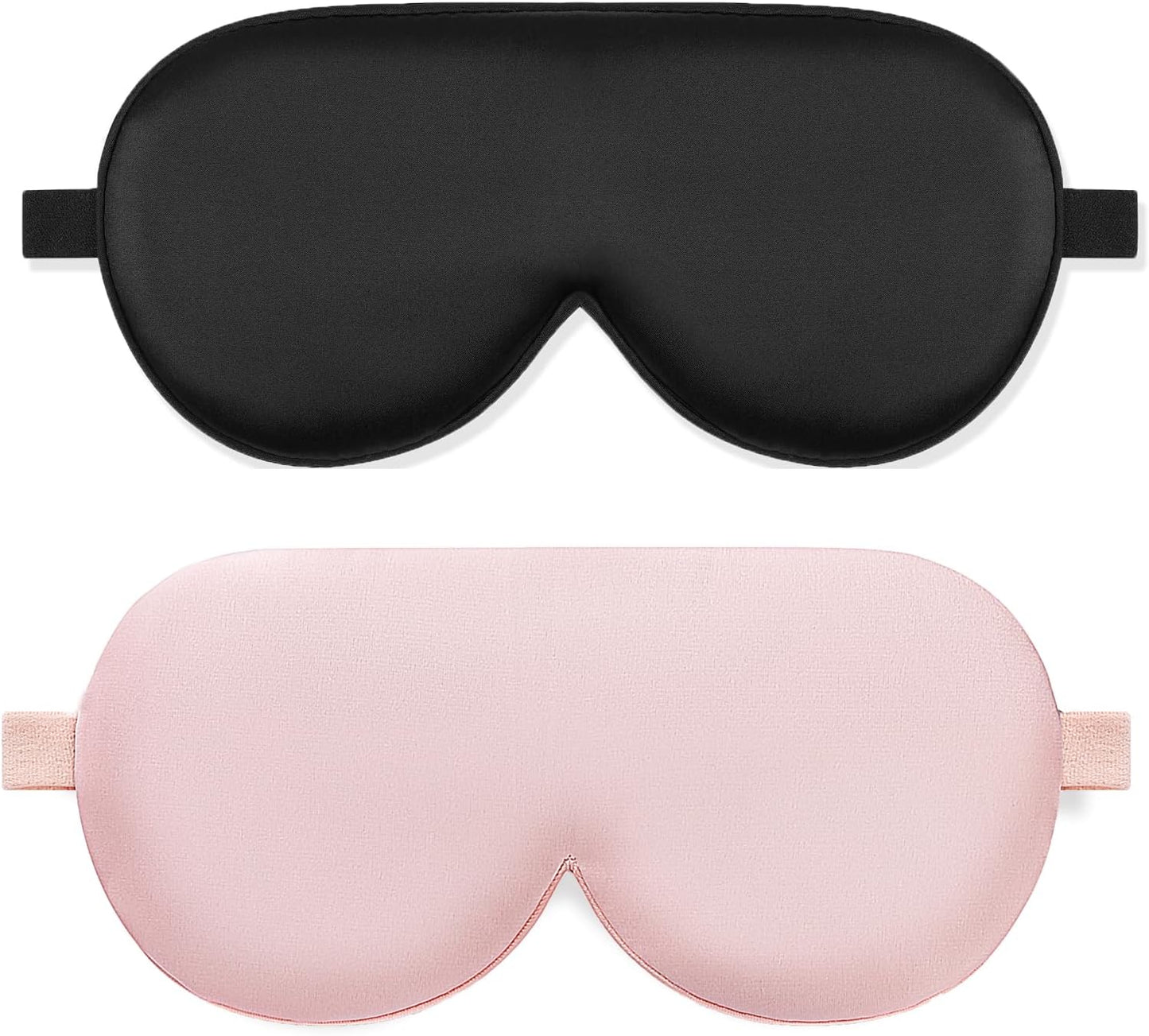 ALASKA BEAR Cooling Gel Eye Mask Weighted Silk Sleep Mask, Black & Pink | Cotton Eyeshades, Cold & Hot Compress, Pain Relief, 180g Heavy, 2 Set