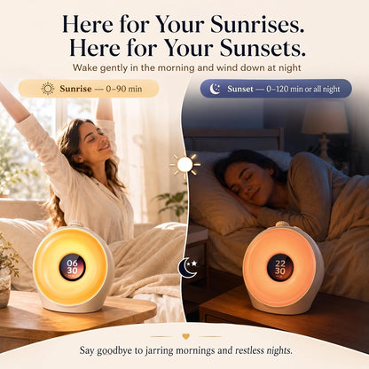 Sunrise Alarm Clock with 3 Unique Wake Up Modes for Every Sleeper, Sound Machine Night Light with 10 Natural White Noise Sounds and 8 Dimmable Ambient Mood Lighting for Bedrooms, Adults, Kids