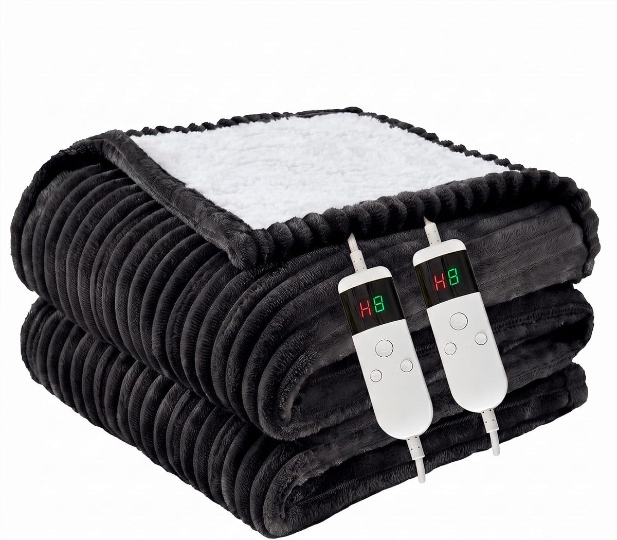 Heated Blanket Electric Throw, Soft Flannel Heating Blanket with 8 Hours Auto Off 10 Fast Heating Levels Machine Washable Sherpa Heated Blanket with Overheating Protection