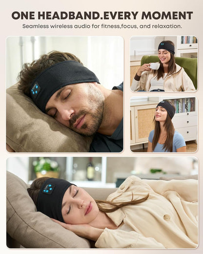 Sleep Headphones Bluetooth 5.4 Headband, Wireless Sleep Headphones with Ultra-Thin HD Stereo Speakers for Side Sleepers, Sweatproof Sports Headband for Workout Yoga Running Cool Gadget Unique Gifts