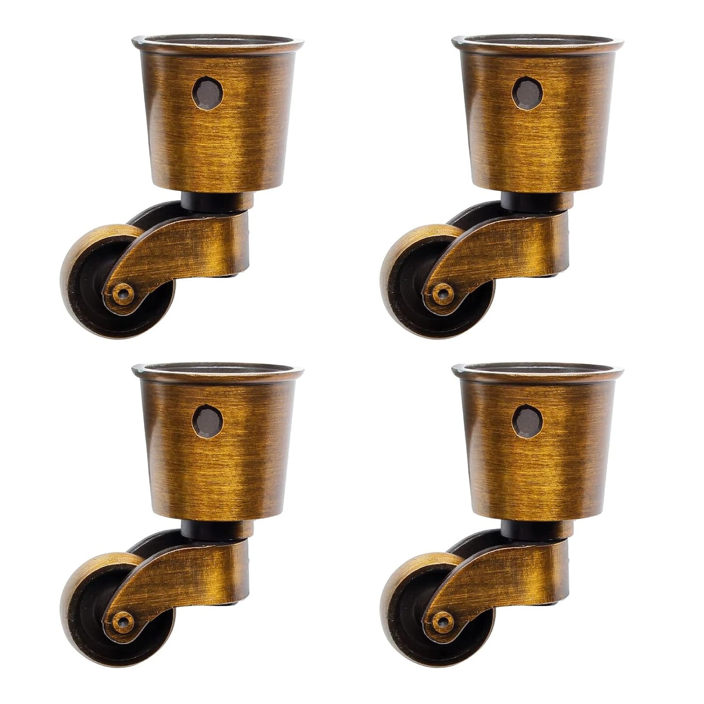 Waziaqoc 4pcs Antique Brass Caster Cups, Vintage Swivel Round | Zinc Alloy, For Chair Table Shelf, 65.5mm / 2.58inch