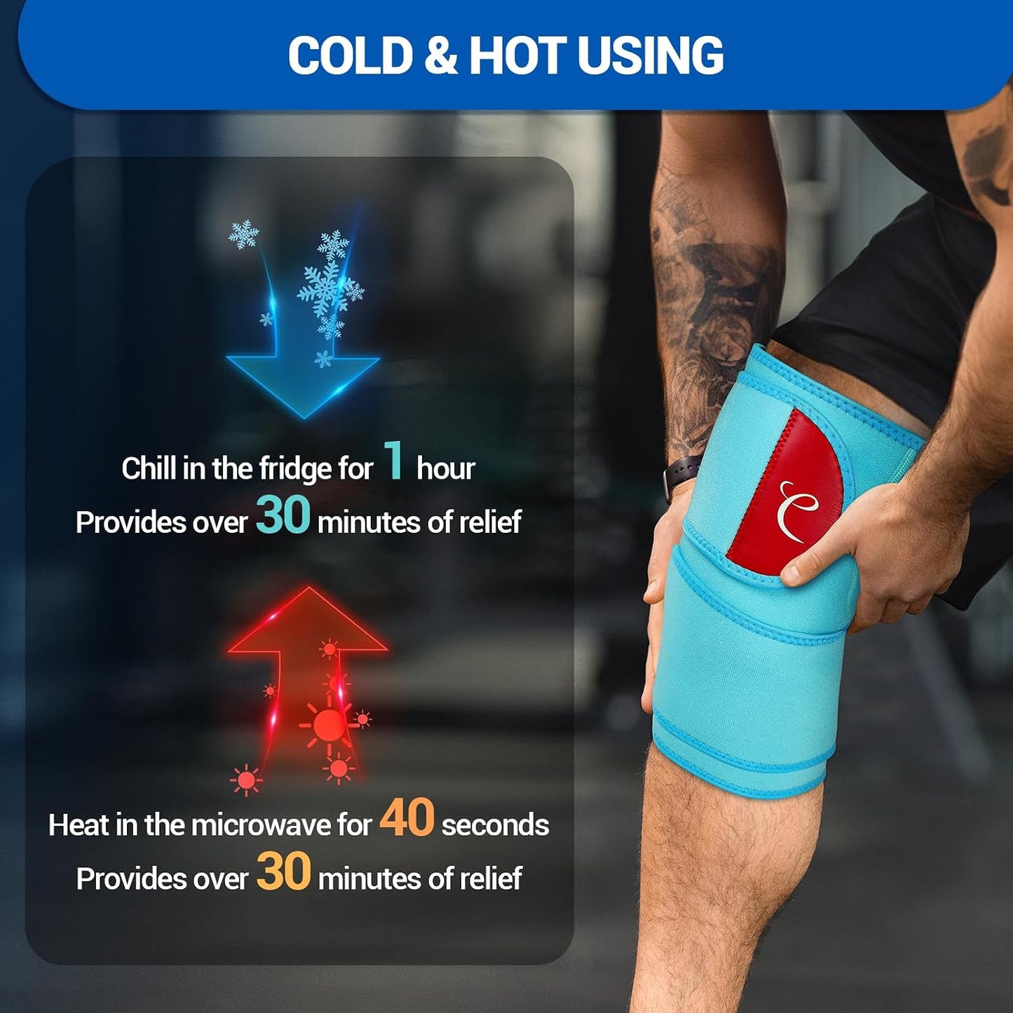Comfytemp Large Knee Ice Pack Wrap with 2 Soft Gel Packs, Reusable Compression Knee Brace for Meniscus Tear, Cold Bag for Injury, Joint Pain Relief, Arthritis, ACL, After Surgery Men Women Recovery