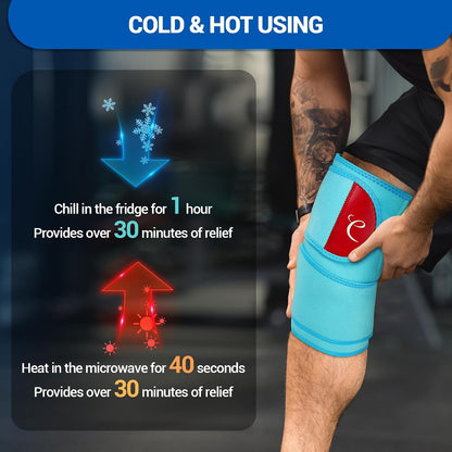 Comfytemp Large Knee Ice Pack Wrap with 2 Soft Gel Packs, Reusable Compression Knee Brace for Meniscus Tear, Cold Bag for Injury, Joint Pain Relief, Arthritis, ACL, After Surgery Men Women Recovery