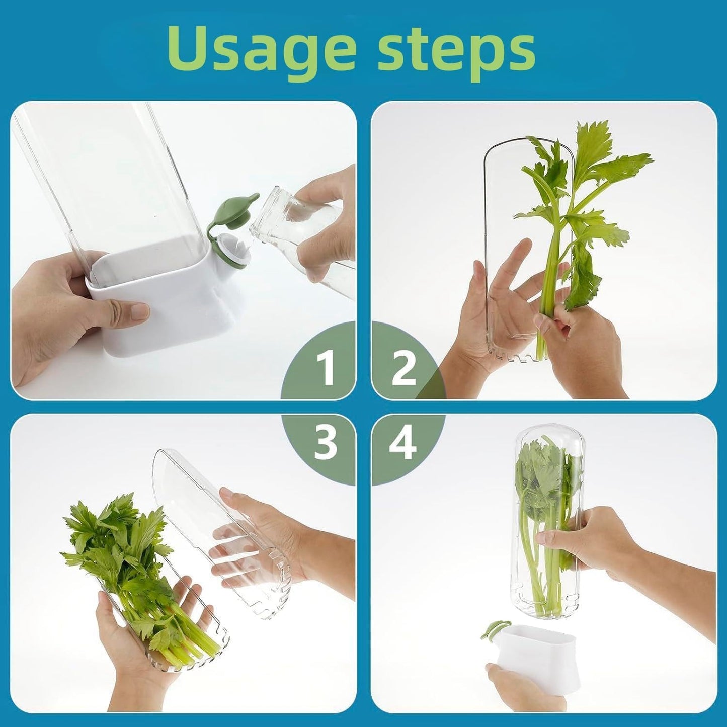 Cilantro Fresh Containers,Large Capacity Vanilla Preserver for Mint And Asparagus For Refrigerator Organizers And Storage,Storage Clear for Mint Leaves Fresh Herb Keeper, white, star005
