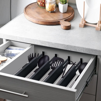 4 Pack Bamboo Drawer Dividers Organizer with Inserts 2.6'' High | Expandable from 12.5-21.7", Adjustable Drawer Organizer Separators for Utensils, Clothing, Office, Dresser, Bedroom, (Beige)