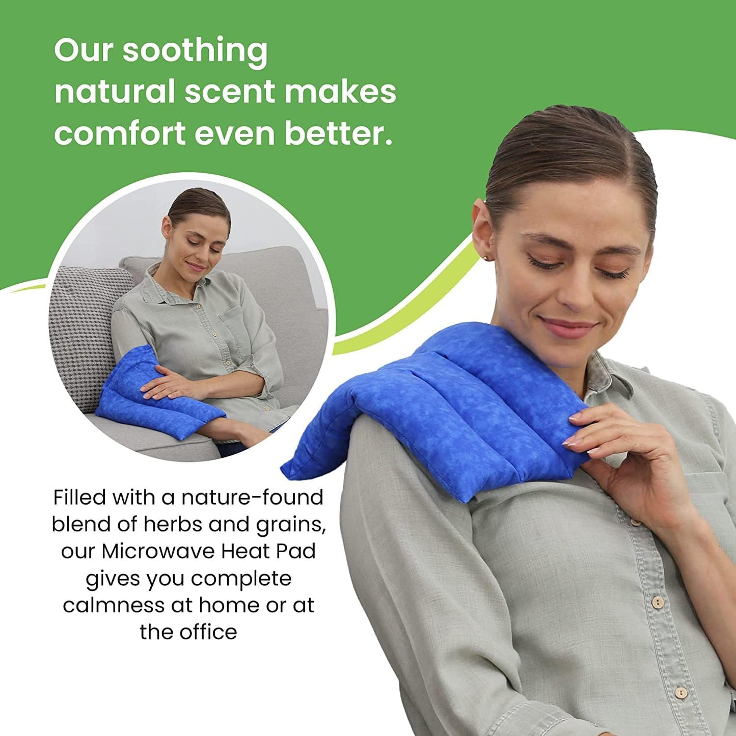Nature Creation Microwaveable Herbal Heating Pad for Lumbar - Soothing Hot & Cold Therapy Pack for Lower Back- Soothing Relaxation, Warmth and Comfort - Happy Hearts