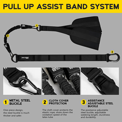 Pull Up Assistance Bands, Adjustable Heavy Duty Resistance Band for Pull Up, 3 Pull Up Bands, Comfortable Fabric Feet/Knee Rest, Assistance Bands for Pull-Up, Home Fitness, Body Stretching