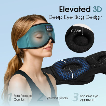 ZUMUSEN Bluetooth Sleep Headphones Mask with 3D Stereo Speakers