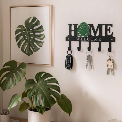 Key Holder Wall Mount Paw Print Metal Key Hooks Organizer Dog Leash Holder with 5 Hooks Rustic Farmhouse Decorative Welcome Home Wall Decor for Entryway Bathroom Dog Lover 9.8 Inch