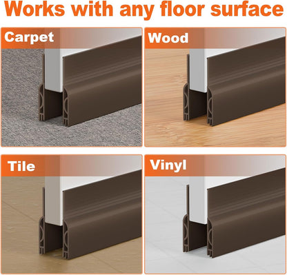 Door Draft Stopper, Door Sweep for Bottom of Door, Weather Stripping Door Seal Gap Filler Bottom Blocker Soundproofing Cold Air Insulation Save Energy Install Quickly Easily (Black, 39‘’)