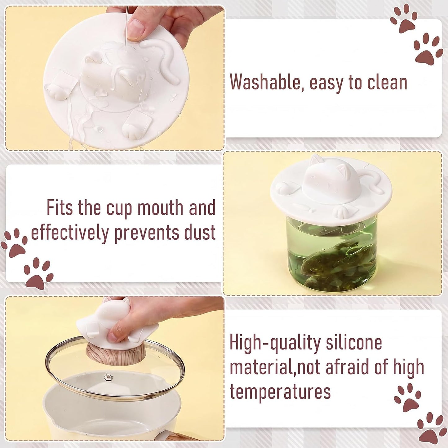 4 Pcs Tea Bag Squeezer 4 Inch Silicone Tea Bag Holder & Squeezer Dishwasher Safe Purple Cute Cat-shaped Cup Silicone Lids Warm Cover Supplies