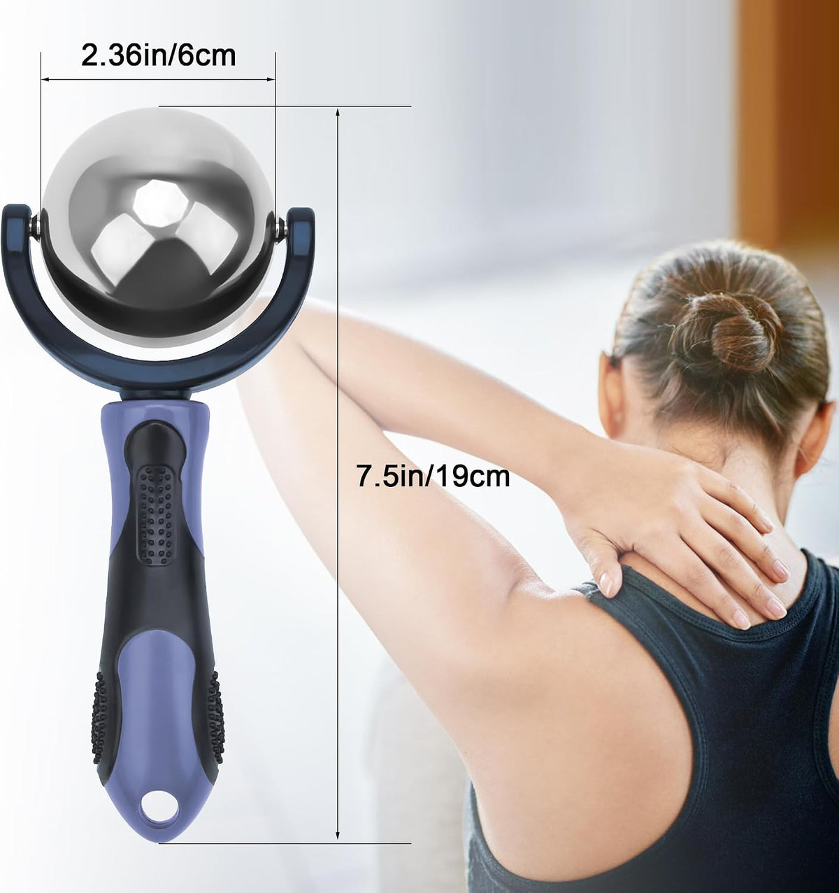 Cold Massage Roller Ball with Handle-Back Muscle Metal Ice Roller Ball Tool