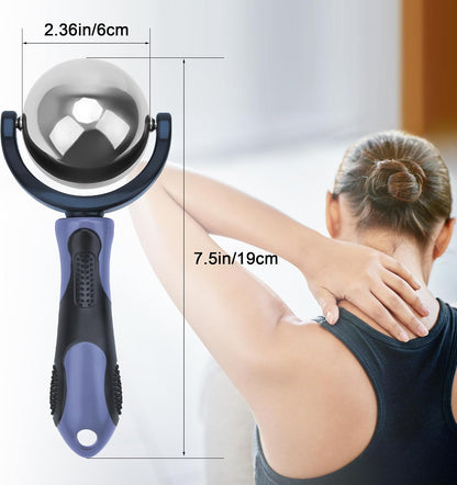 Cold Massage Roller Ball with Handle-Back Muscle Metal Ice Roller Ball Tool