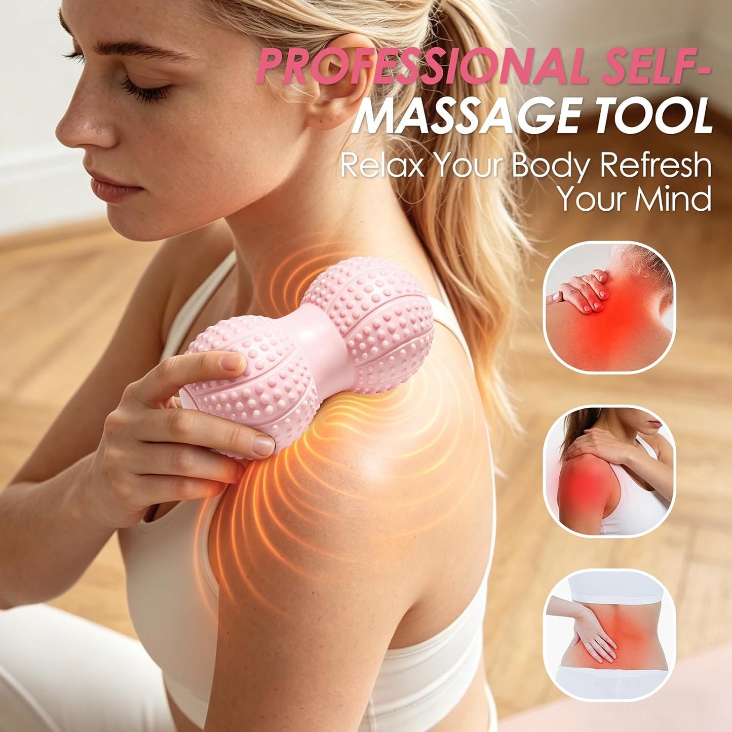 Peanut Massage Ball for Myofascial Release & Plantar Fasciitis Pain Relief | Hard lacrosse ball for deep tissue, yoga, acupoint pressure, trigger point and muscle relaxer therapy