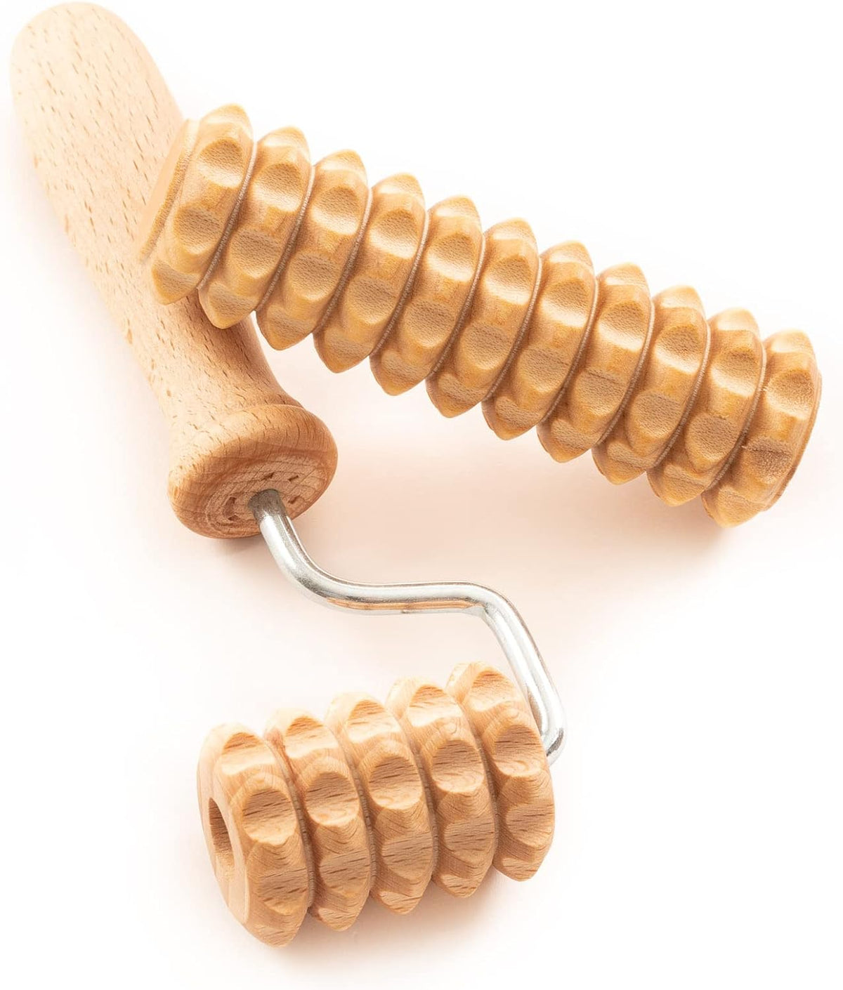 tuuli Body and Face Roller, Multi-Functional Wooden Massage Roller, Helps Ease Muscle Tension and Support Skin Health, Natural Face Massage Tools, Set of 2 (2 piece set A)