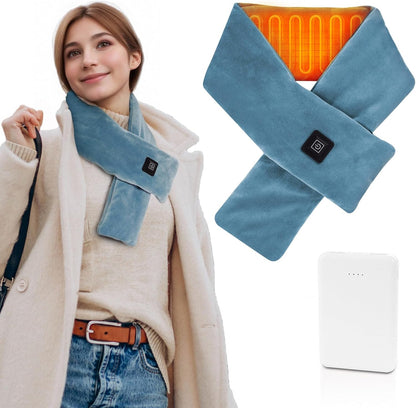 Girasol Heated Neck Wrap Heated Scarf for Neck Pain Relief, Neck Heating Pad with 5000mAh Power Bank, Cordless Thermal Neck Brace Electric Heated Neck Warmer with 3 Heating Levels (Purple)