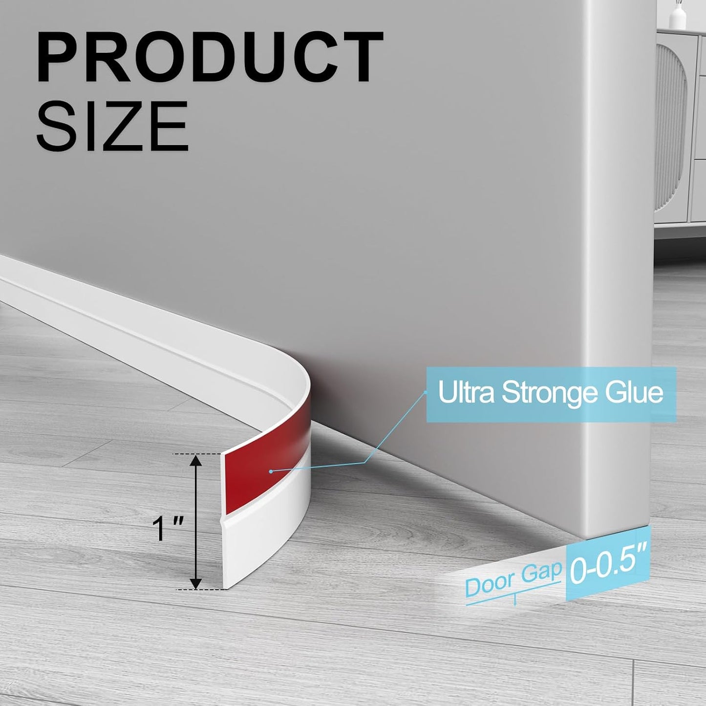 Elvone Weather Stripping Door Seal for Door Frames, 20 Ft x 1 in, Clear | Self-adhesive flexible silicone seal tape for door frame gaps and window gaps. block drafts, dust, and noise
