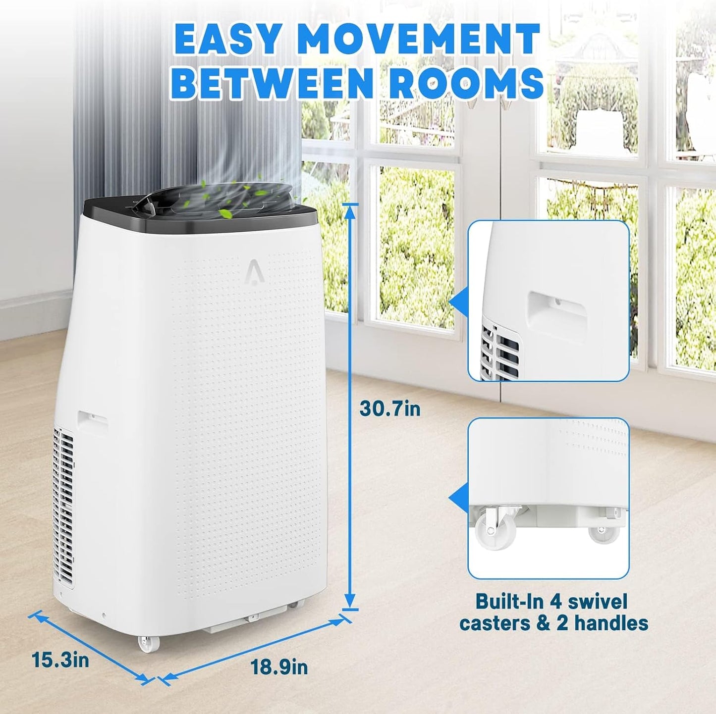 Garvee 14,000 BTU Portable Air Conditioner, 3-in-1 Portable AC for Rooms | Fast & Quiet Cooling for Rooms up to 750 Sq.Ft, Remote Control, LED Display Panel, Included Easy Install Window Kit