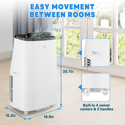 Garvee 14,000 BTU Portable Air Conditioner, 3-in-1 Portable AC for Rooms | Fast & Quiet Cooling for Rooms up to 750 Sq.Ft, Remote Control, LED Display Panel, Included Easy Install Window Kit