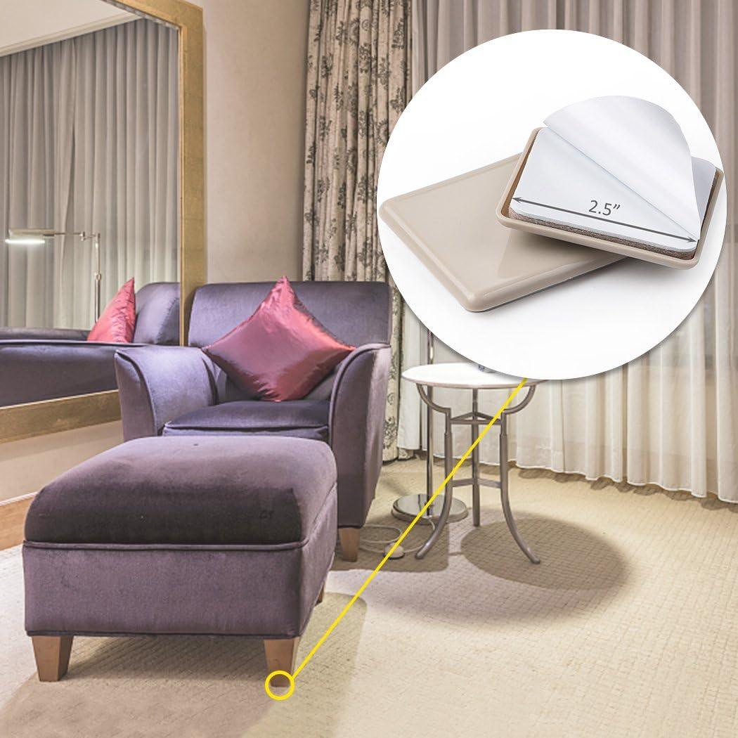 Ezprotekt Large Furniture Sliders for Carpet and Hardwood Floors, 8 Pack 9-1/2" x 5-3/4" Reusable Oval Heavy Duty Furniture Moving Pads, 4 Pcs Hard Floor Felt Sliders+4 Pcs Carpet Sliders (Beige)