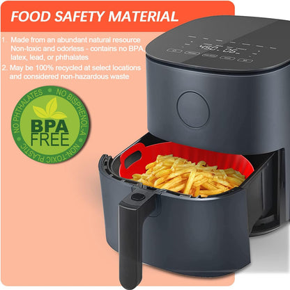2Pcs Silicone Air Fryer Liners Reusable Square Thickened Airfryer Basket for 4 to 7 QT Baking Tray Accessories Kitchen Gadgets Replacement of Flammable Disposable Parchment Paper