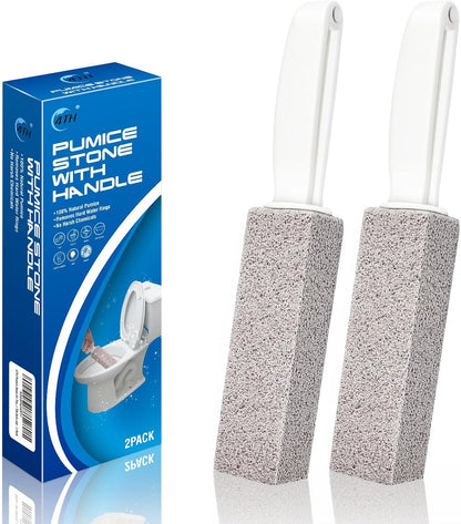 4TH Pumice Stone for Toilet Bowl Cleaning,Pumice Stick with Handle,Cleans Away Limescale Stain,Hard Water Rings, Calcium Buildup,Iron and Rust. Remover for Tile/Bath/Kitchen/Household - 2 Piece