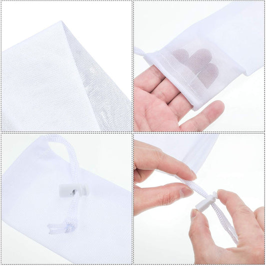 Shappy 24 Pieces Lint Traps for Washing Machine Drain Hose Nylon Mesh | Discharge Hose Filter Bags, Mesh Lint Catcher, 9.4 X 3.1 Inch, Prevents Clogs, Laundry Drain System, Drawstring Design