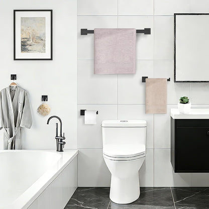 TURS Bathroom Hardware Set Black 4-Piece Towel Bar Set Include 24 Inch Towel Bar Hand Towel Holder Towel Hook Toilet Paper Holder with Shelf Wall Mounted Stainless Steel Bathroom Accessories Set