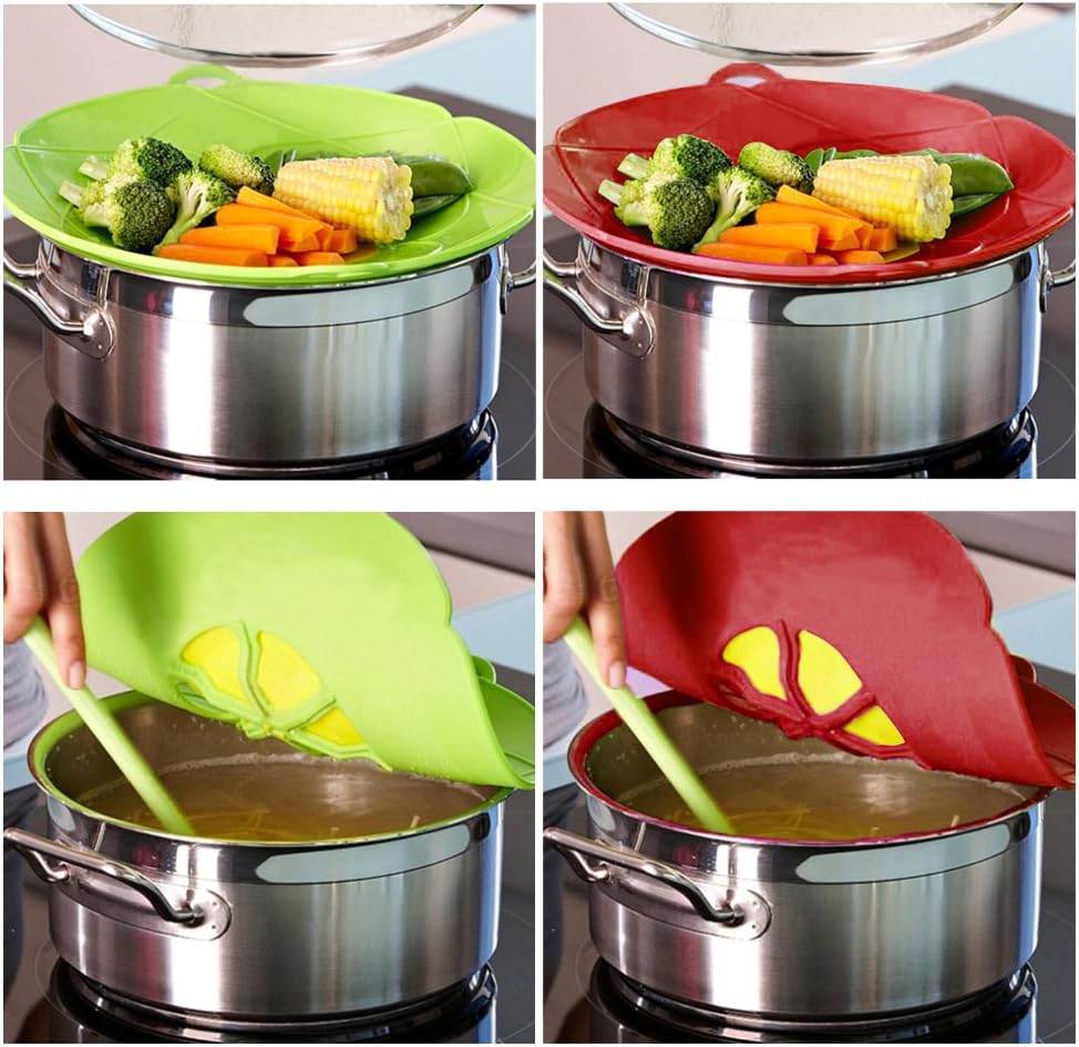 2 Pack Silicone Spill Stopper Lid, 10.2" Boil Over Safeguard, Splatter Guard Cover for Pots Pans, Food Grade Silicone Multi-Function Kitchen Tool, BPA Free Microwave Dishwasher Safe