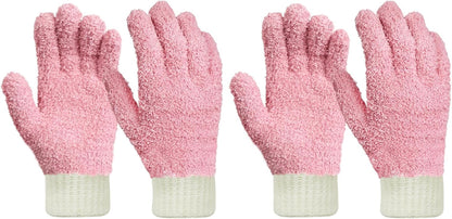 MIG4U Microfiber Dusting Gloves House Cleaning Glove for Blinds, Windows, Shutters, Furniture, and Car, Reusable Lint-Free Blue 1 Pair S/M