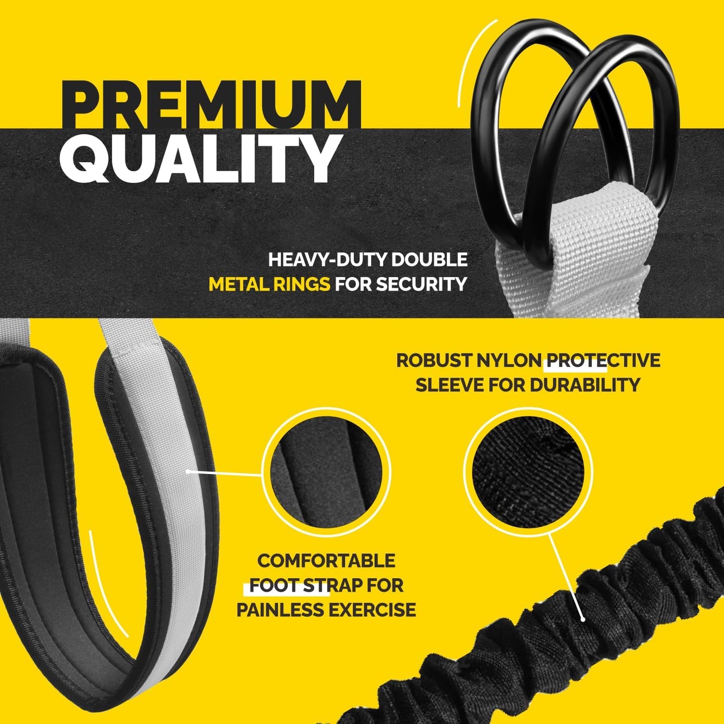 Pull Up Assistance Bands Set with 4 Levels, Adjustable Strap and Foot Rest | 50–200 lb stackable pull-up assistance, nylon-sleeved bands, adjustable support, reduced snap-back risk