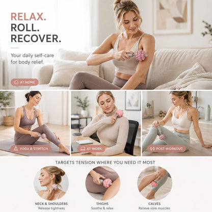 VibeRoll Massage Tool, Trigger Point Muscle Roller for Deep Tissue Relaxation, Portable Handheld Recovery Tool for Neck, Shoulders, Legs, Arms & Feet