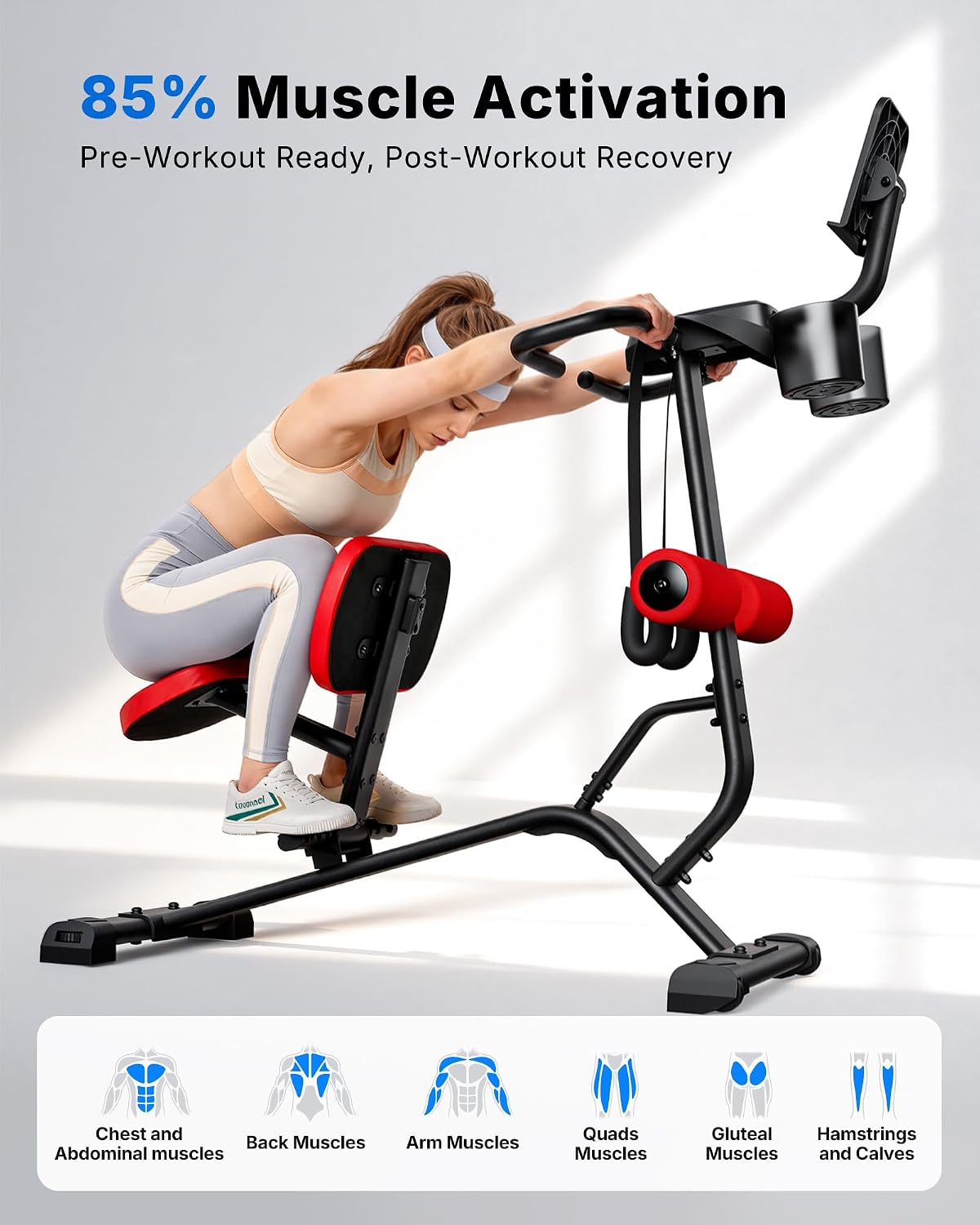 MERACH Full Body Stretch Machine Back Stretcher, 350LBS Weight Capacity | Relieves Back Pain, Extra Wide Seat, Flexibility Training, Padded Seat, Exercise Guide Chart, Stable Steel Frame, Home Gym