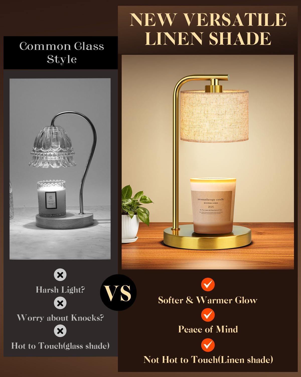 Candle Warmer Lamp with Timer Dimmer, Height Adjustable Modern Farmhouse Candle Warmer, Electric Candle Lamp Warmer with 2 Bulbs, Birthday Gifts for Women Mom, Gift for Home Decor