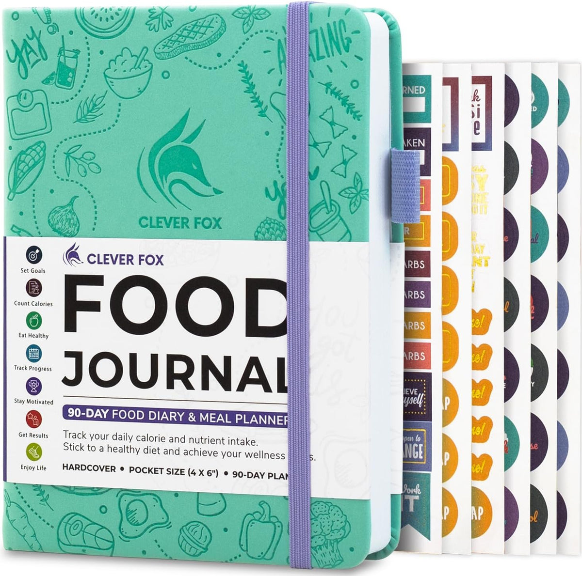 Clever Fox Food Journal for Women & Men, Weight Loss Tracker, Aquamarine