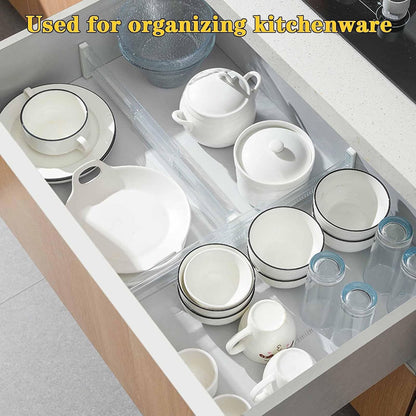 4 Pcs Drawer Dividers for Clothes,3.15" High 11.34"-19.69" clear | Adjustable Expandable Dresser Drawer Organizer, Clear Plastic Separators for Dresser, Baby Clothing