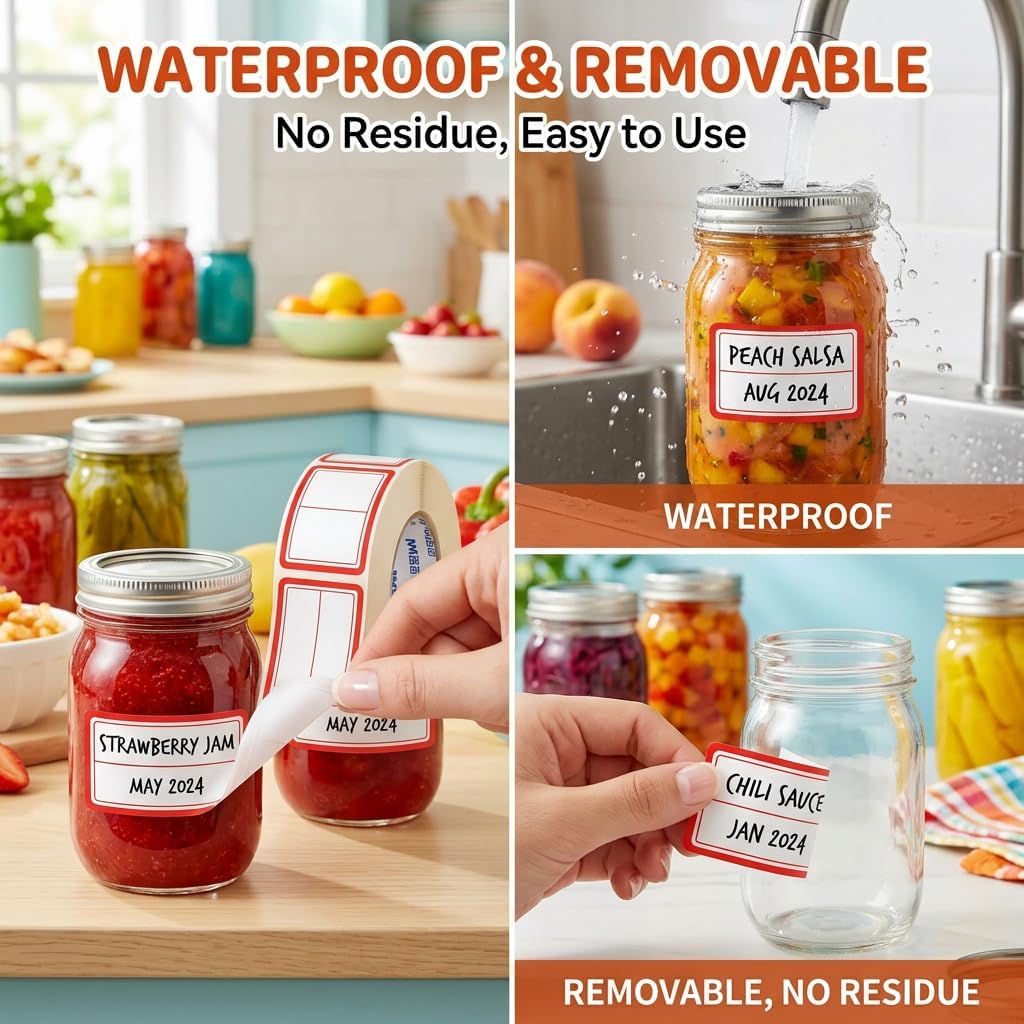 500Pcs Blue Freezer Labels, Waterproof Write-On Stickers | 500Pcs labels; removable writable adhesive for jars, containers, meal prep, pantry storage, and freezer use.